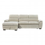 Γωνιακός καναπές-κρεβάτι δεξία γωνία Dreamora pakoworld με αποθηκευτικό ύφασμα μπεζ 270x167x82εκ