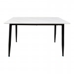Τραπέζι Pembe pakoworld sintered stone λευκή όψη μαρμάρου με μαύρα μεταλλικά πόδια 120x70x75εκ