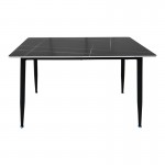 Τραπέζι Pembe pakoworld sintered stone μαύρη όψη μαρμάρου με μαύρα μεταλλικά πόδια 120x70x75εκ
