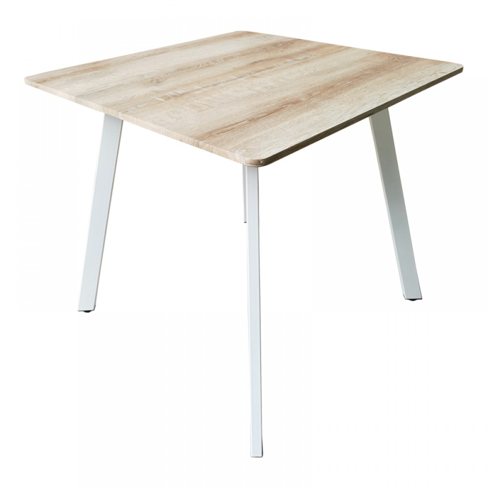 Τραπέζι Squaro pakoworld sonoma mdf με λευκά μεταλλικά πόδια 80x80x75εκ