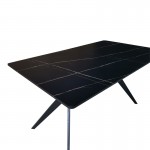 Τραπέζι Ezali pakoworld mdf μαύρη όψη μαρμάρου με μαύρα μεταλλικά πόδια 140x80x75εκ