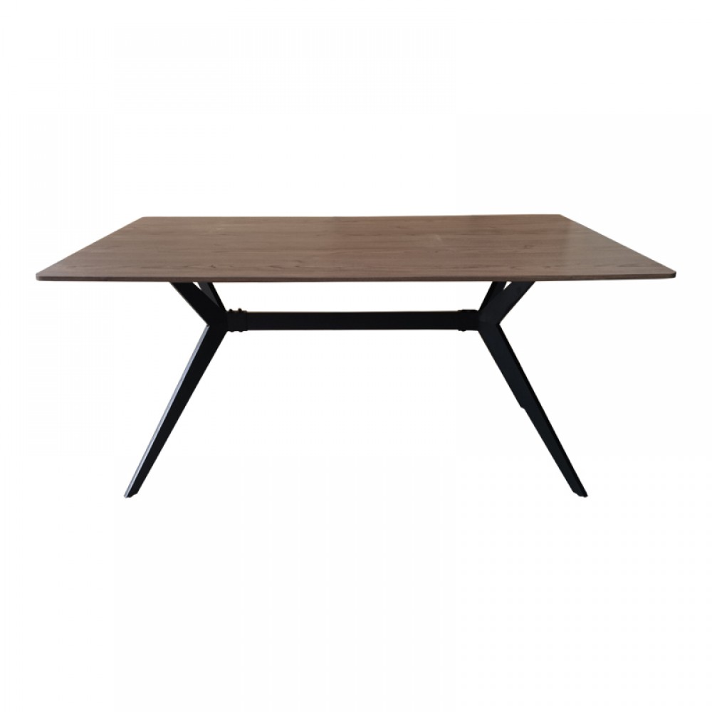 Τραπέζι Ezali pakoworld καρυδί mdf με μαύρα μεταλλικά πόδια 160x90x75εκ