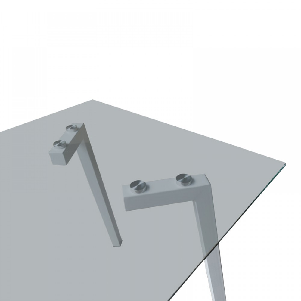 Τραπέζι Titta pakoworld γυάλινη επιφάνεια με λευκά μεταλλικά πόδια 120x70x75εκ