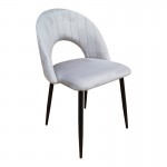 Καρέκλα Lovingo pakoworld βελούδο γκρι με μαύρα μεταλλικά πόδια 50x47x85.5εκ