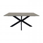 Τραπέζι Bethan pakoworld sonoma με γκρι mdf και μαύρο μέταλλο 160x80x75εκ