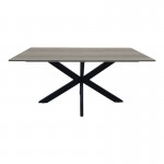 Τραπέζι Bethan pakoworld sonoma με γκρι mdf και μαύρο μέταλλο 180x90x75εκ