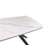 Τραπέζι Ezali pakoworld sintered stone λευκή ματ όψη μαρμάρου με μαύρο μεταλλικό πόδι 140x80x75εκ