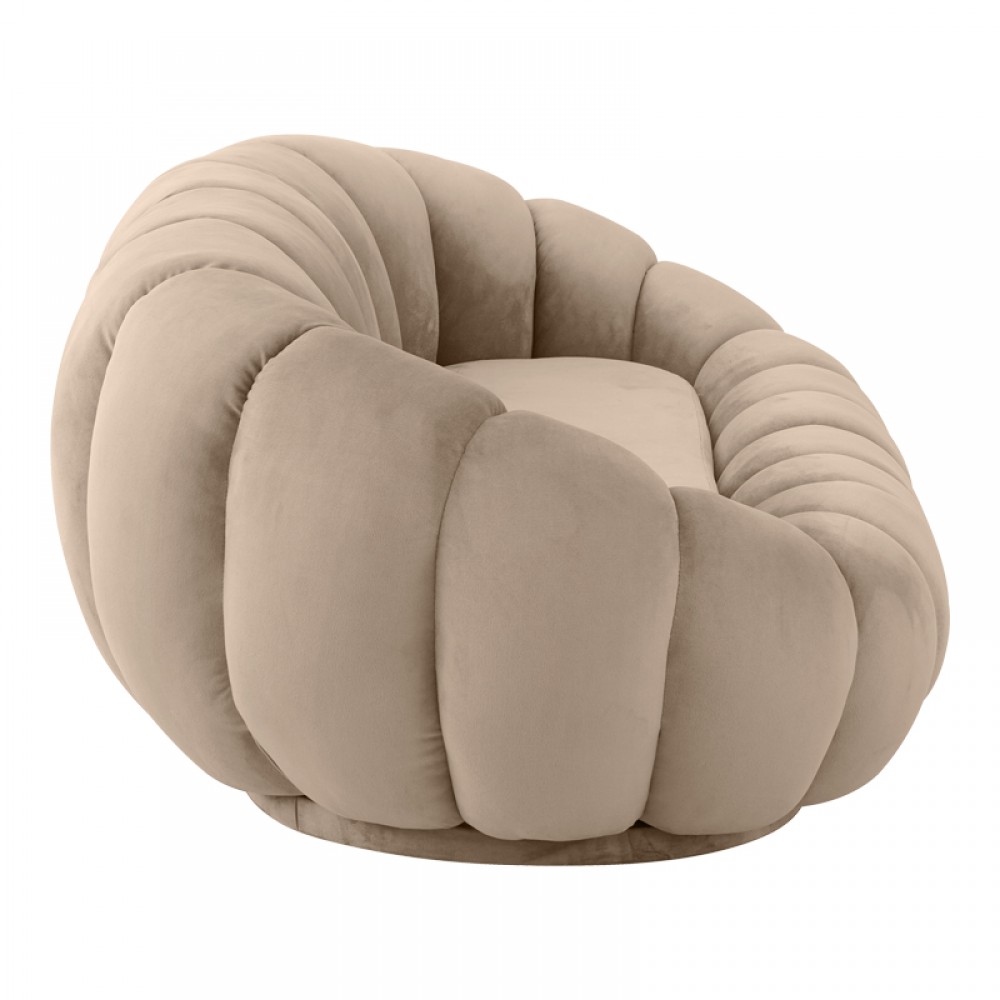 Καναπές Embrace pakoworld βελούδο σε μπεζ απόχρωση 180x105x65εκ