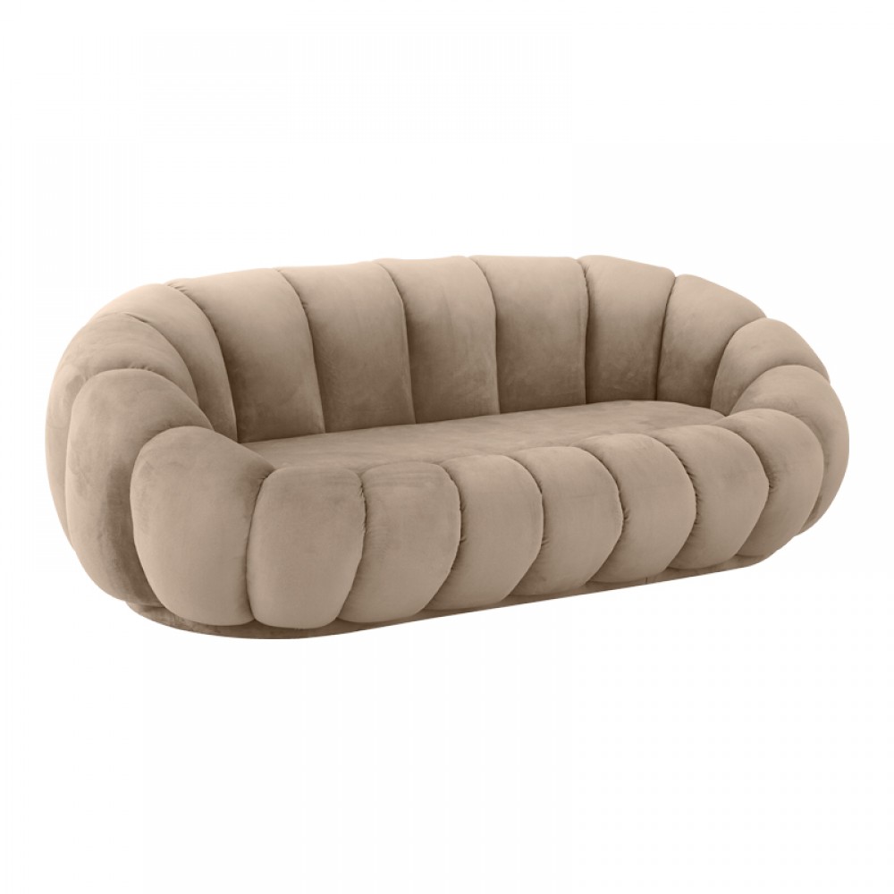 Καναπές Embrace pakoworld βελούδο σε μπεζ απόχρωση 180x105x65εκ