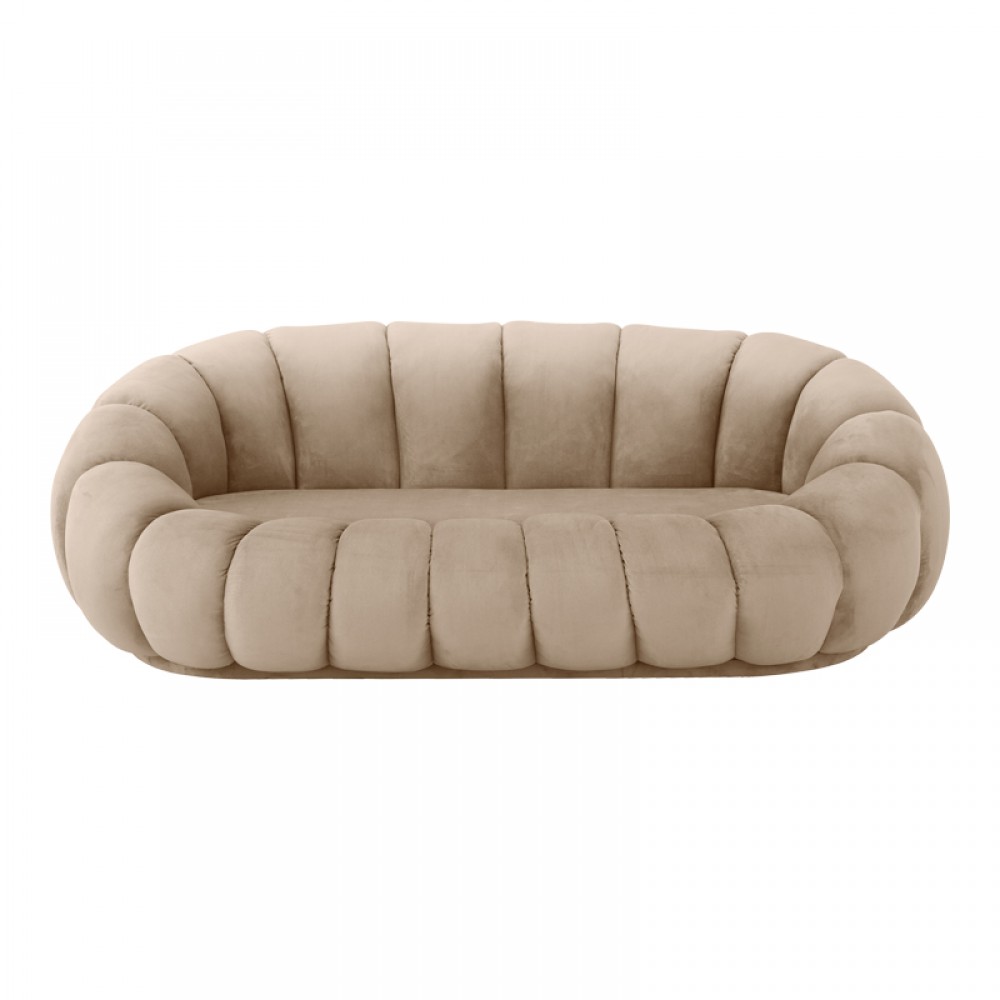Καναπές Embrace pakoworld βελούδο σε μπεζ απόχρωση 180x105x65εκ