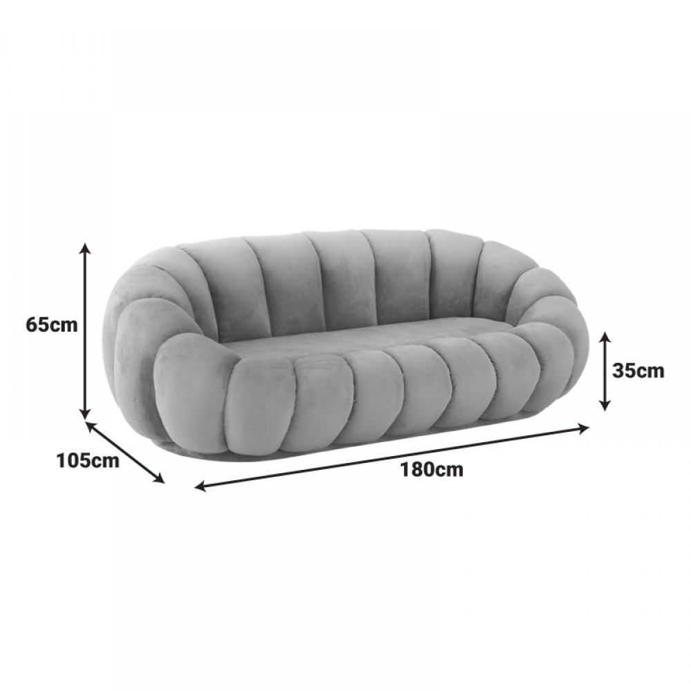 Καναπές Embrace pakoworld βελούδο σε μπεζ απόχρωση 180x105x65εκ