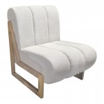 Πολυθρόνα Cocoon pakoworld ύφασμα σε λευκή -πόδια σε φυσική απόχρωση 65x75x77εκ