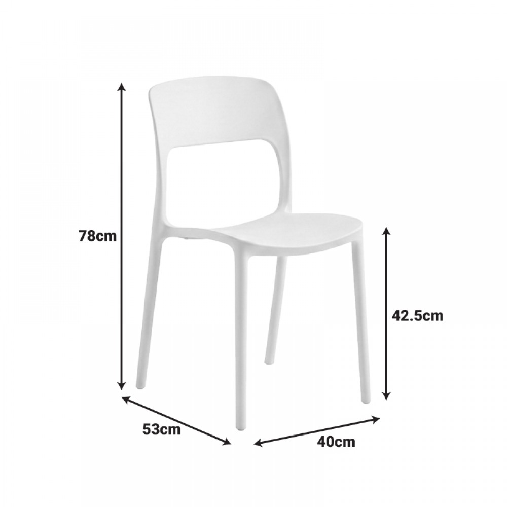 Καρέκλα στοιβαζόμενη Zanna pakoworld pp λευκό 40x53x78εκ