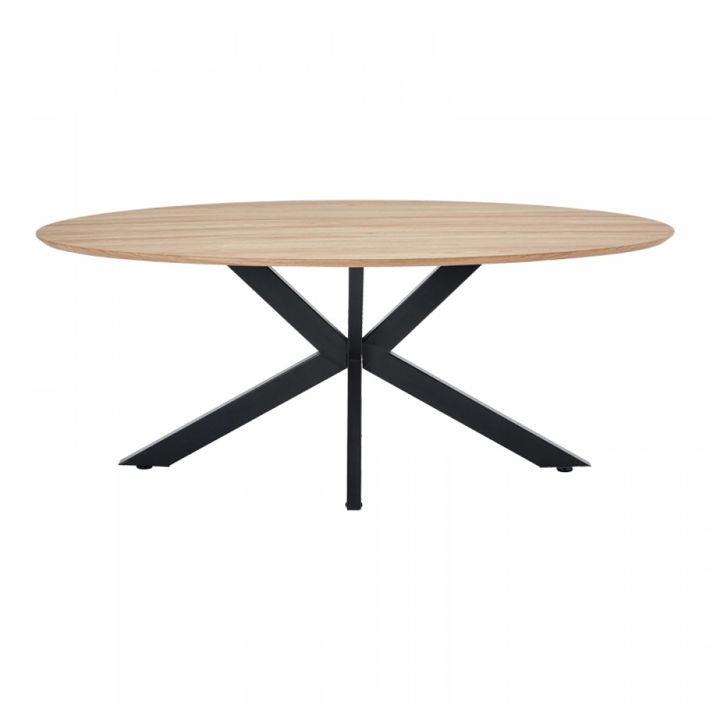 Τραπέζι Makrey pakoworld sonoma mdf- μαύρα μεταλλικά πόδια 180x90x75εκ