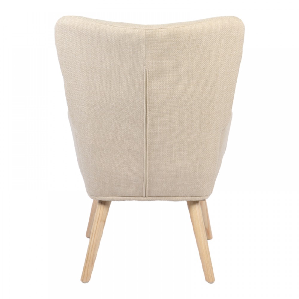 Πολυθρόνα-μπερζέρα Gerlina pakoworld κρεμ ύφασμα με πόδι σε φυσική απόχρωση 71x64x94εκ