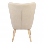 Πολυθρόνα-μπερζέρα Gerlina pakoworld κρεμ ύφασμα με πόδι σε φυσική απόχρωση 71x64x94εκ