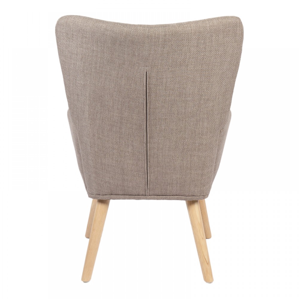 Πολυθρόνα-μπερζέρα Gerlina pakoworld γκρι-μπεζ ύφασμα με πόδι σε φυσική απόχρωση 71x64x94εκ