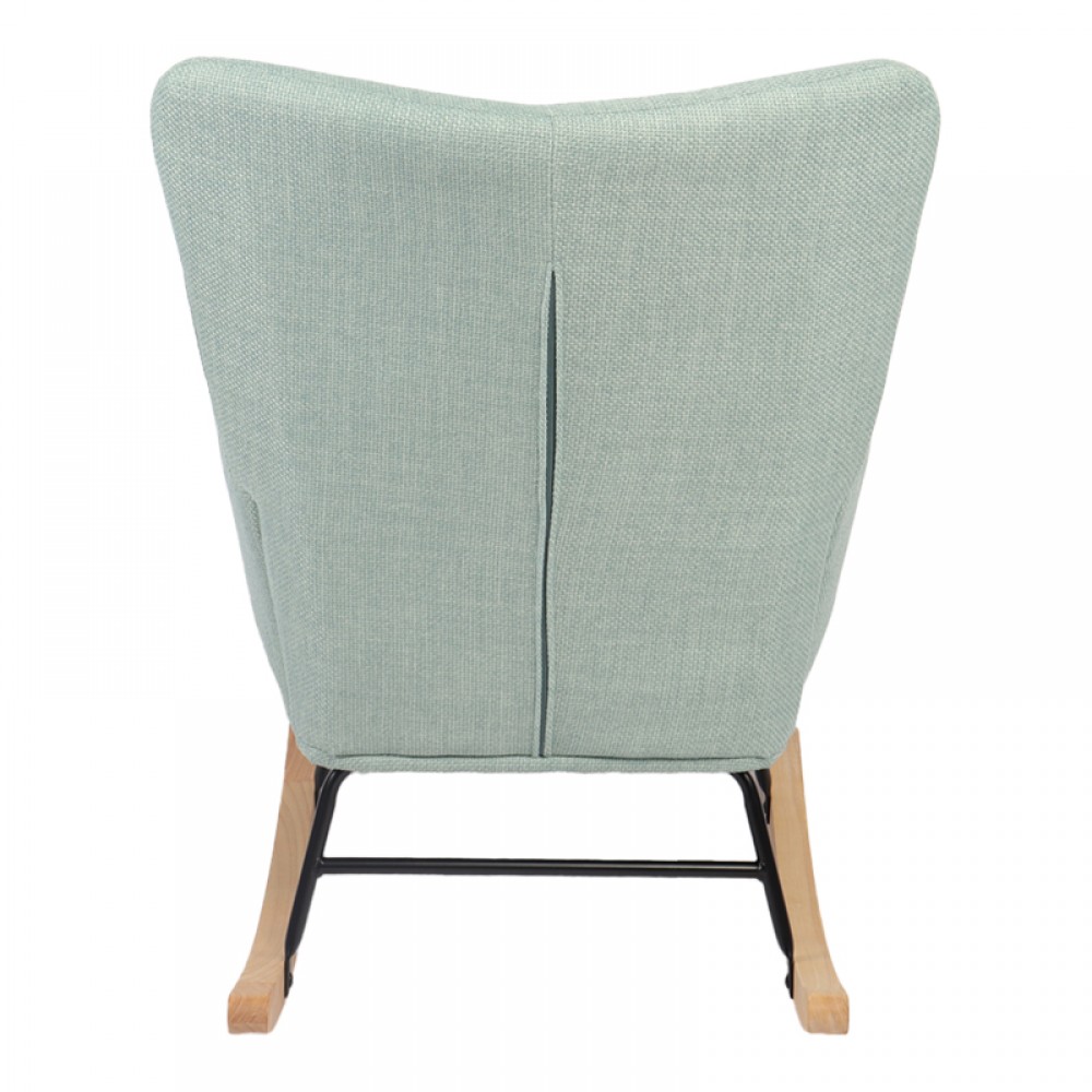 Κουνιστή πολυθρόνα Jianna pakoworld μέντα ύφασμα με πόδι σε φυσική απόχρωση 79x64x89εκ