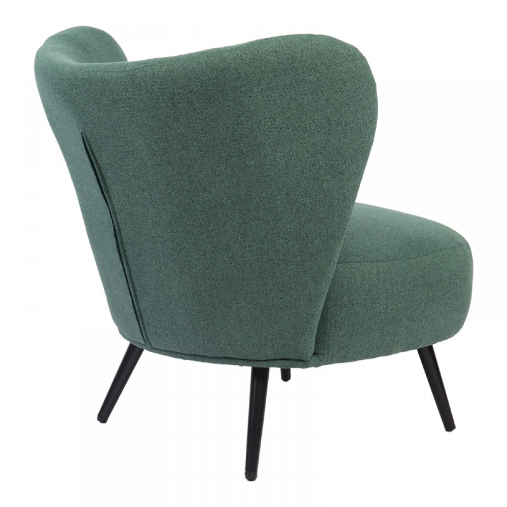 Πολυθρόνα Nagreta pakoworld πράσινο ύφασμα με μεταλλικό πόδι σε μαύρη απόχρωση 77x73x74εκ