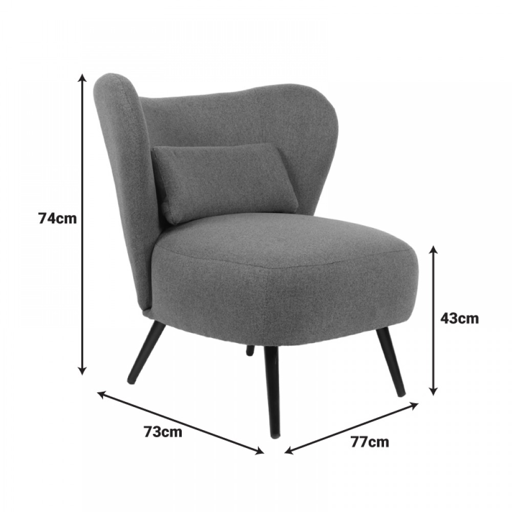 Πολυθρόνα Nagreta pakoworld πράσινο ύφασμα με μεταλλικό πόδι σε μαύρη απόχρωση 77x73x74εκ