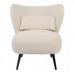 Πολυθρόνα Nagreta pakoworld κρεμ ύφασμα με μεταλλικό πόδι σε μαύρη απόχρωση 77x73x74εκ