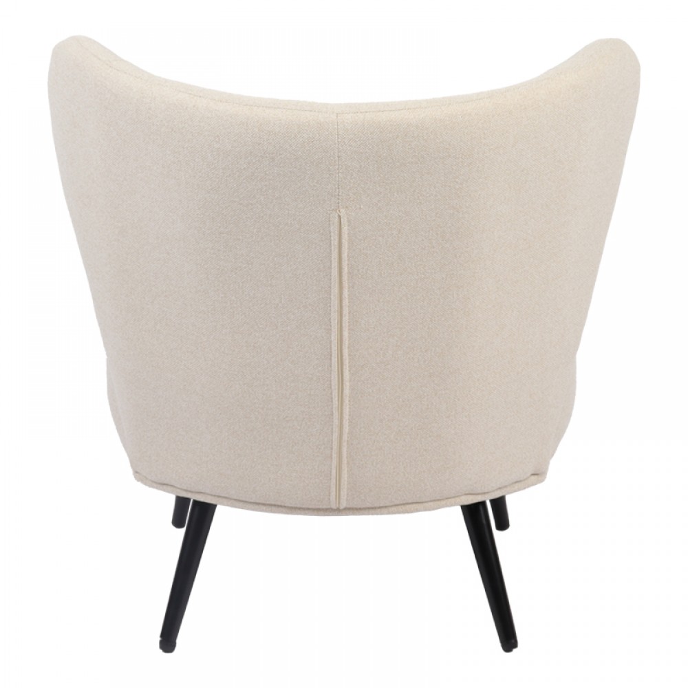 Πολυθρόνα Nagreta pakoworld κρεμ ύφασμα με μεταλλικό πόδι σε μαύρη απόχρωση 77x73x74εκ