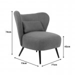 Πολυθρόνα Nagreta pakoworld κρεμ ύφασμα με μεταλλικό πόδι σε μαύρη απόχρωση 77x73x74εκ