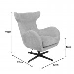 Πολυθρόνα Zefrina pakoworld περιστρεφόμενη μπεζ ύφασμα με βάση σε μαύρη απόχρωση 82x77x99εκ