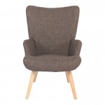 Πολυθρόνα-μπερζέρα Gerlina pakoworld καφέ ύφασμα με πόδι σε φυσική απόχρωση 71x64x94εκ