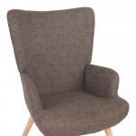 Πολυθρόνα-μπερζέρα Gerlina pakoworld καφέ ύφασμα με πόδι σε φυσική απόχρωση 71x64x94εκ