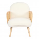 Πολυθρόνα Stedy pakoworld λευκό μπουκλέ ύφασμα με πόδι σε φυσική απόχρωση 78x64x82εκ