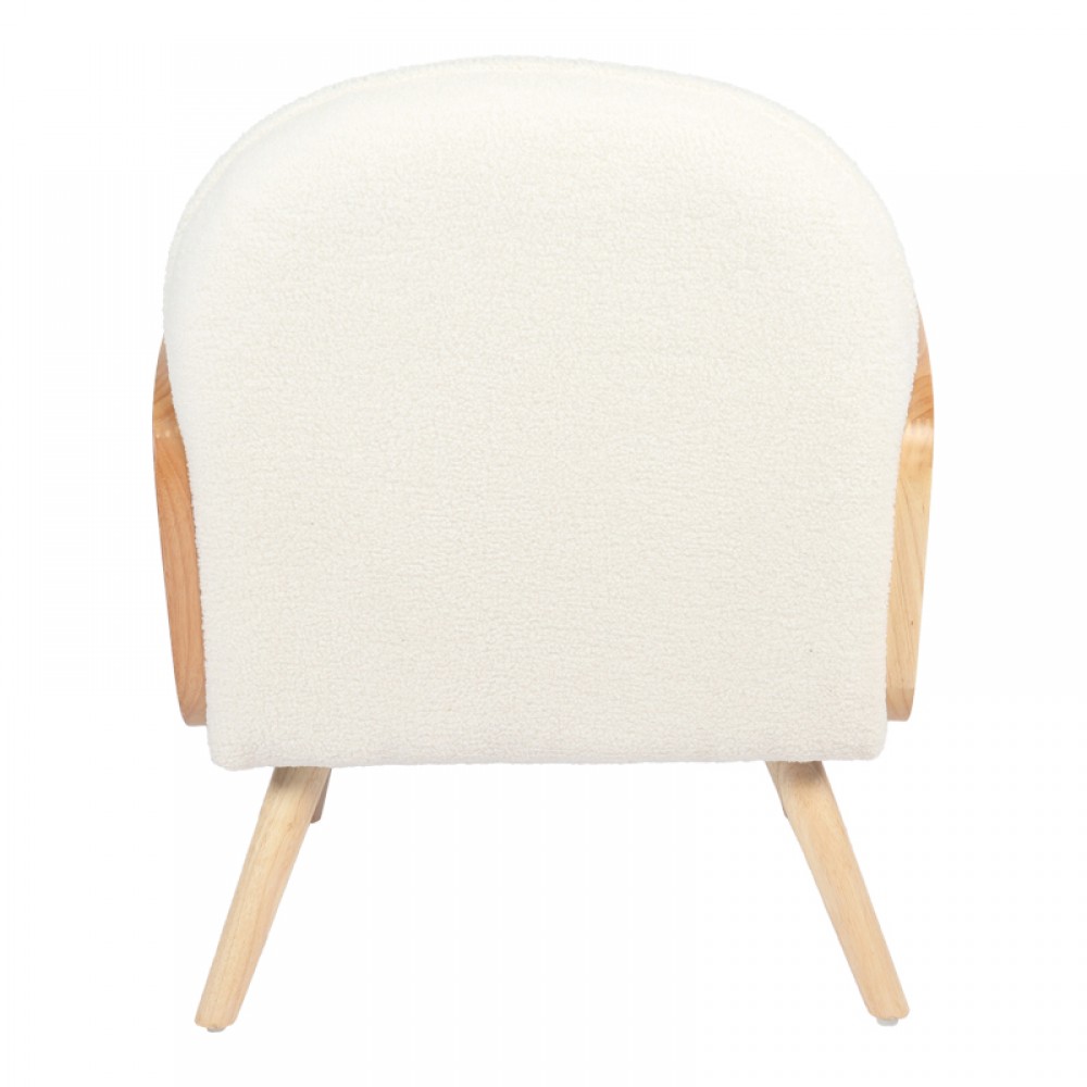 Πολυθρόνα Stedy pakoworld λευκό μπουκλέ ύφασμα με πόδι σε φυσική απόχρωση 78x64x82εκ