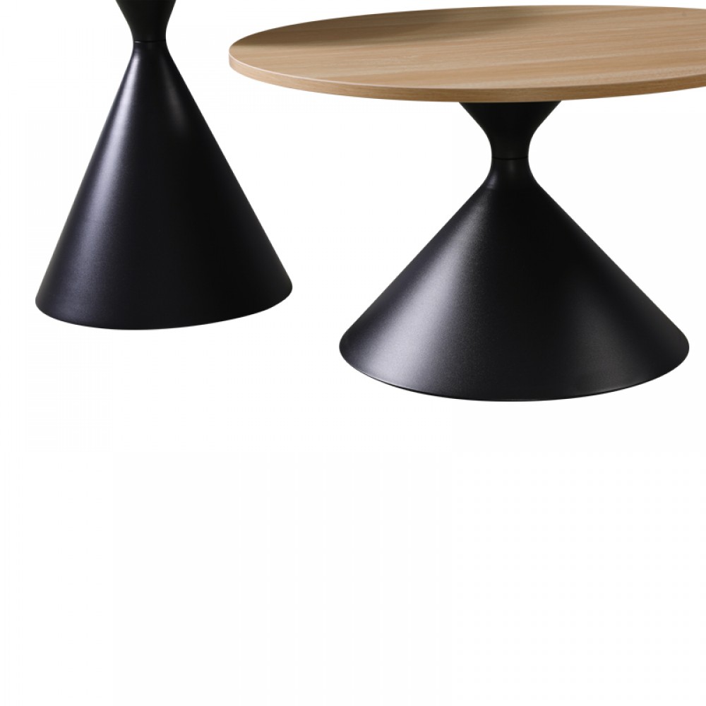 Τραπέζι σαλονιού Hemena pakoworld σετ 2τεμ σε μαύρη-φυσική απόχρωση