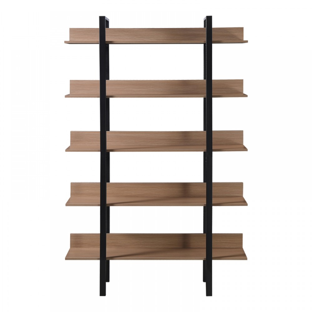 Βιβλιοθήκη Boderta pakoworld σε sonoma-μαύρη απόχρωση 120x30x190εκ