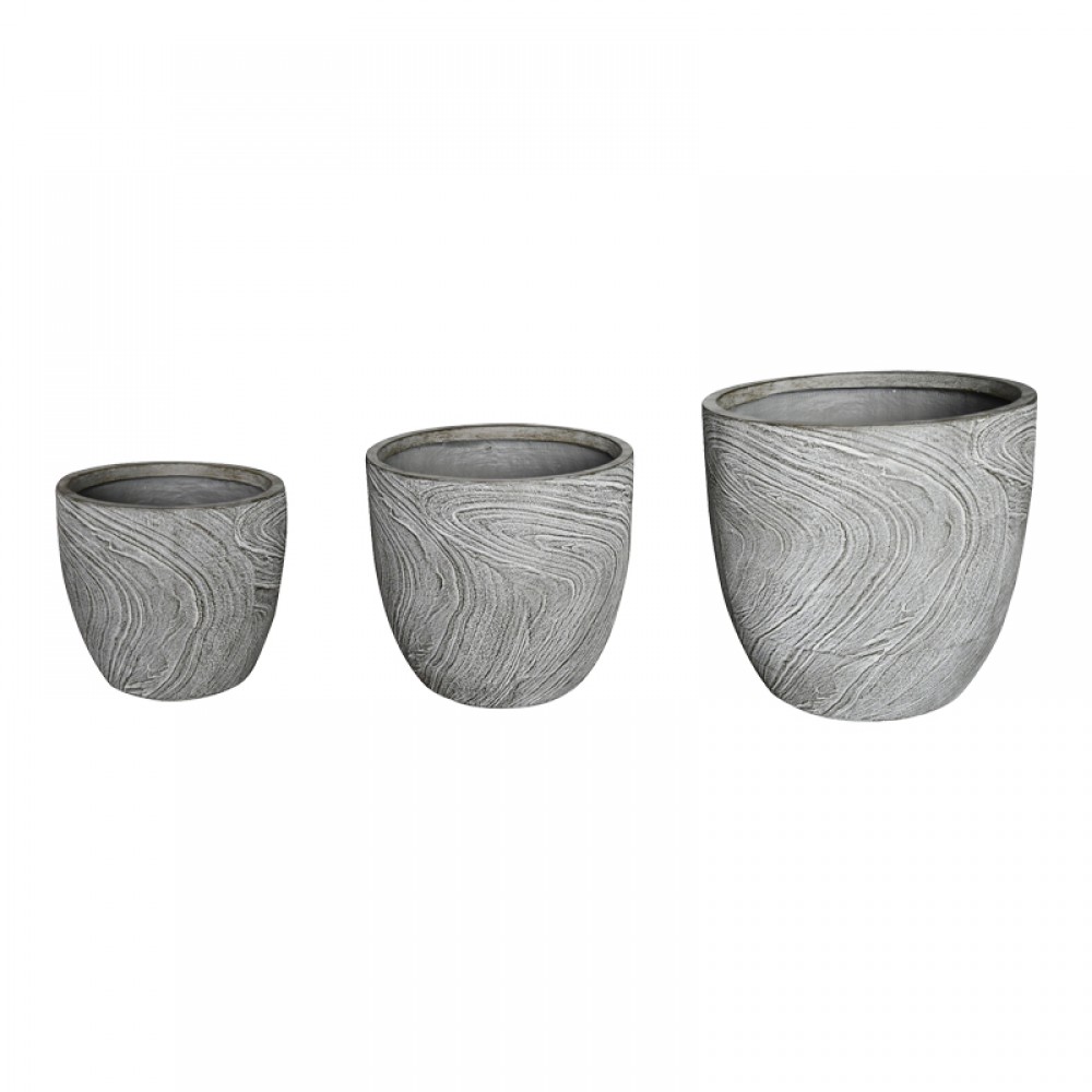 Κασπώ Anthea pakoworld σετ 3τεμ κεραμικό σε αντικέ γκρι απόχρωση