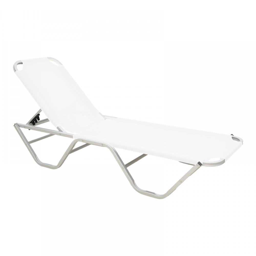 Ξαπλώστρα Dessie pakoworld αλουμίνιου στοιβαζόμενη λευκή 59.5x195x29.5εκ