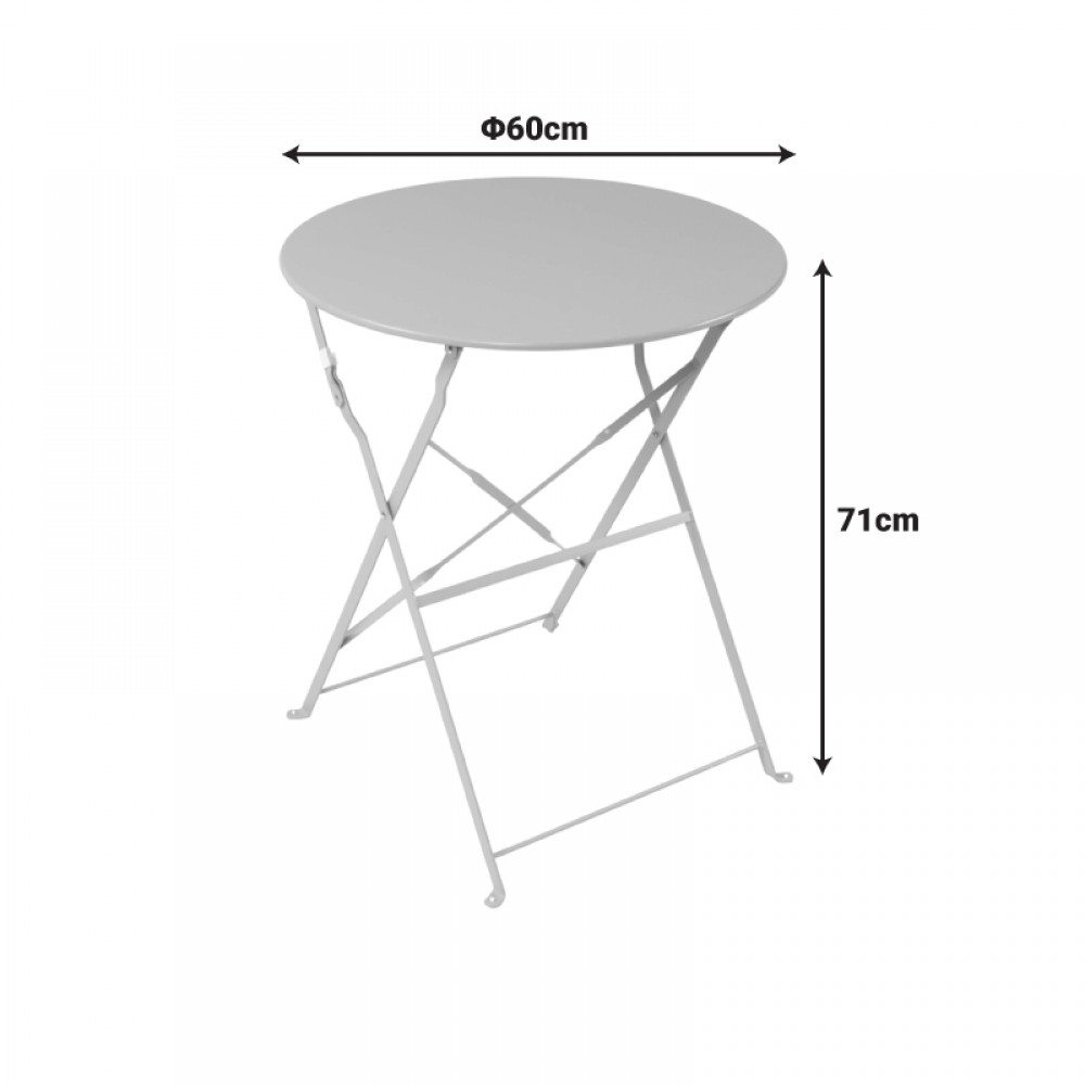 Τραπεζι Bistro pakoworld μεταλλικό αναδιπλούμενο σε μέντα απόχρωση Φ60x71εκ