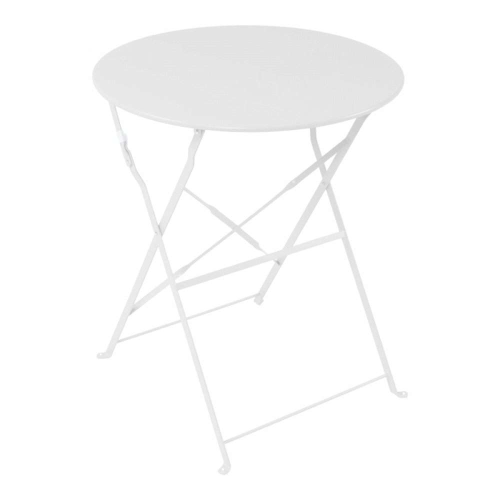 Τραπεζι Bistro pakoworld μεταλλικό αναδιπλούμενο σε λευκή απόχρωση Φ60x71εκ