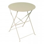 Τραπεζι Bistro pakoworld μεταλλικό αναδιπλούμενο σε μπεζ απόχρωση Φ60x71εκ