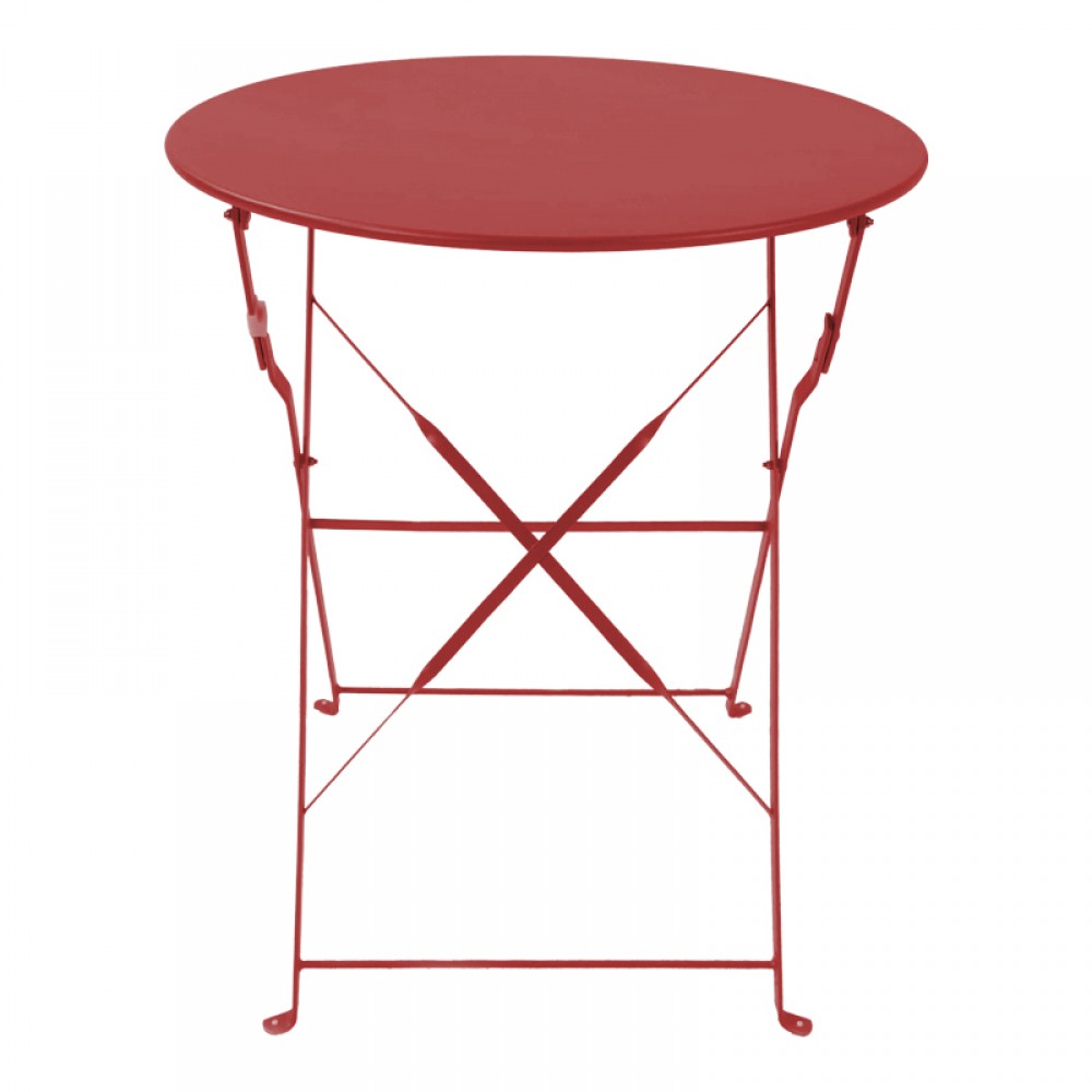 Τραπεζαρία Bistro pakoworld σετ 3τεμ μεταλλική αναδιπλούμενη σε terracotta απόχρωση Φ60x71εκ