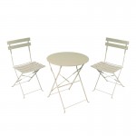 Τραπεζαρία Bistro pakoworld σετ 3τεμ μεταλλική αναδιπλούμενη σε μπεζ απόχρωση Φ60x71εκ