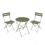 Τραπεζαρία Bistro pakoworld σετ 3τεμ μεταλλική αναδιπλούμενη σε λαδί απόχρωση Φ60x71εκ