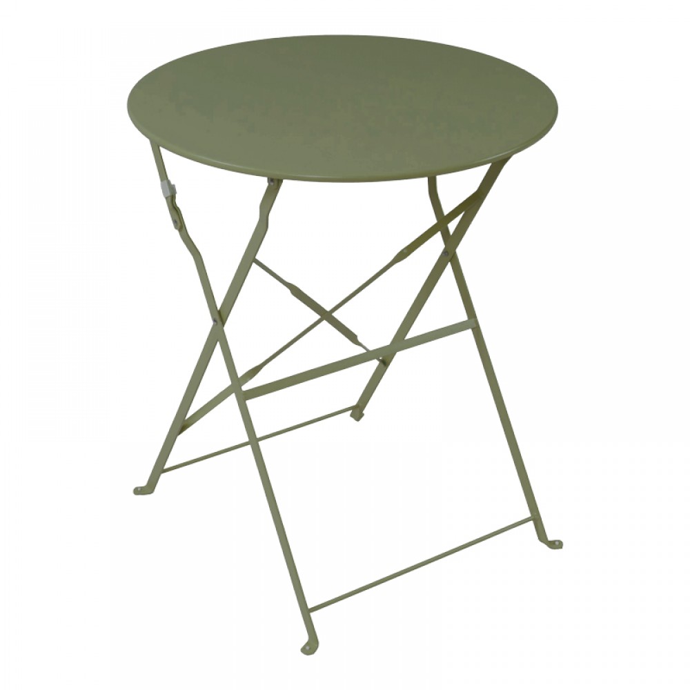 Τραπεζαρία Bistro pakoworld σετ 3τεμ μεταλλική αναδιπλούμενη σε λαδί απόχρωση Φ60x71εκ