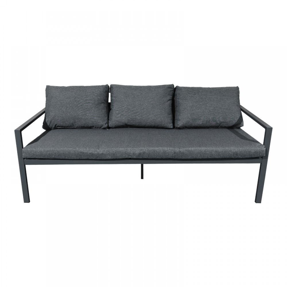 Σαλόνι Gardenly Ι pakoworld σετ 4τμχ αλουμίνιο σε ανθρακί απόχρωση με ανθρακί μαξιλάρια