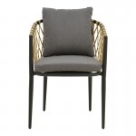 Πολυθρόνα Peluxe pakoworld αλουμίνιο ανθρακί-pe σχοινί φυσικό-μαξιλάρια γκρι 54x62x84εκ