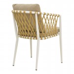 Πολυθρόνα Peluxe pakoworld αλουμίνιο λευκό-pe σχοινί φυσικό-μαξιλάρια μπεζ 54x62x75,5εκ