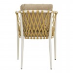 Πολυθρόνα Peluxe pakoworld αλουμίνιο λευκό-pe σχοινί φυσικό-μαξιλάρια μπεζ 54x62x75,5εκ