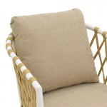 Πολυθρόνα Peluxe pakoworld αλουμίνιο λευκό-pe σχοινί φυσικό-μαξιλάρια μπεζ 54x62x75,5εκ