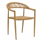 Πολυθρόνα Rayana pakoworld στοιβαζόμενη αλουμίνιο - pe rattan σε φυσική απόχρωση 56x61,5x77,5εκ