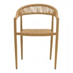 Πολυθρόνα Rayana pakoworld στοιβαζόμενη αλουμίνιο - pe rattan σε φυσική απόχρωση 56x61,5x77,5εκ